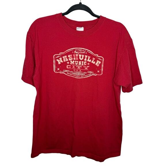 ANVIL / red Nashville short sleeve crewneck souvenir travel tee / L - Picture 1 of 6